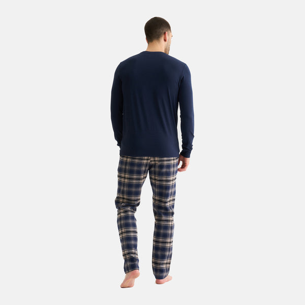 Navy langærmet bambus T-shirt til herre