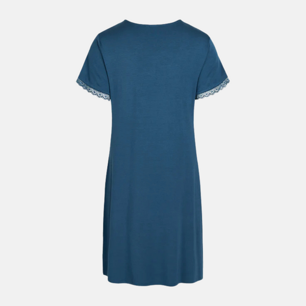 Jacqueline bamboo short-sleeved nightgown - dusty blue