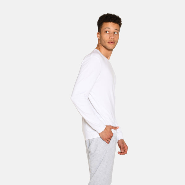 Langærmet bambus T-shirt i hvid fra Urban Quest