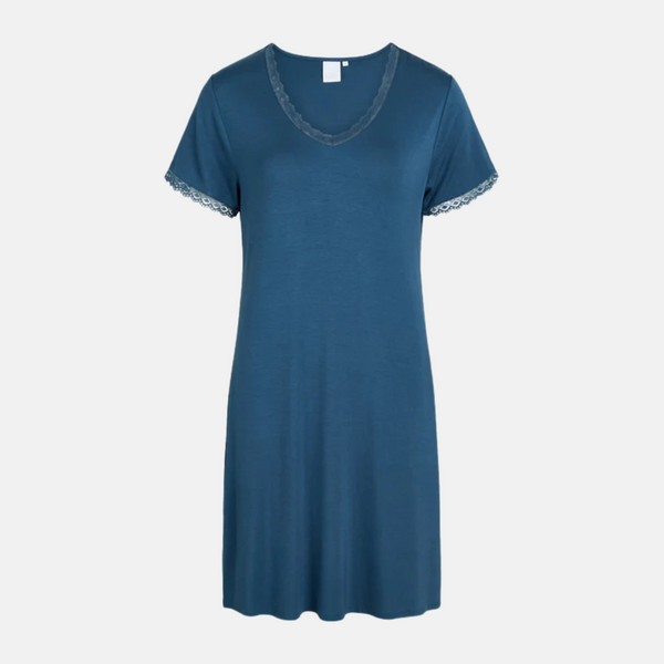 Jacqueline bamboo short-sleeved nightgown - dusty blue