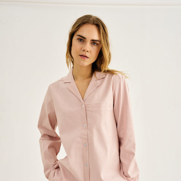 Striped long sleeve bamboo nightshirt