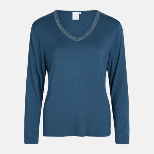 Jordan bamboo long sleeve nightgown - dusty blue