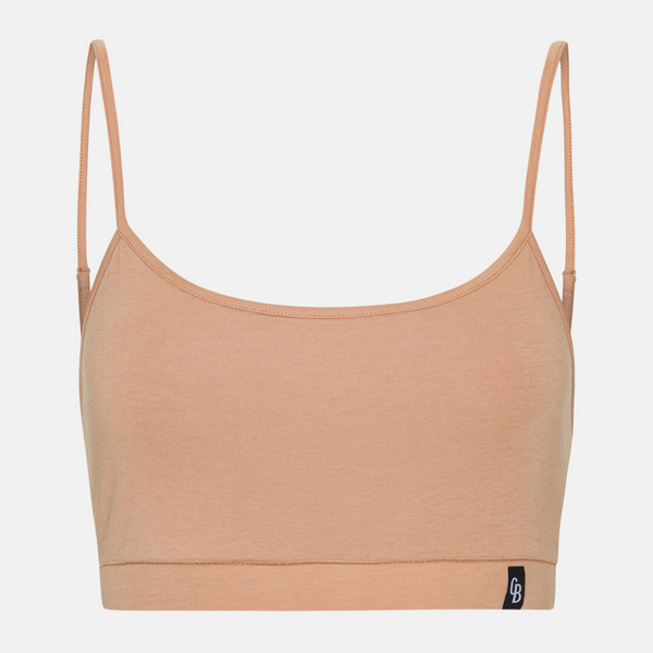 Tan bamboo bra top with thin straps - 2 pack
