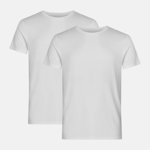 2 white bamboo crew neck slim fit T-shirts