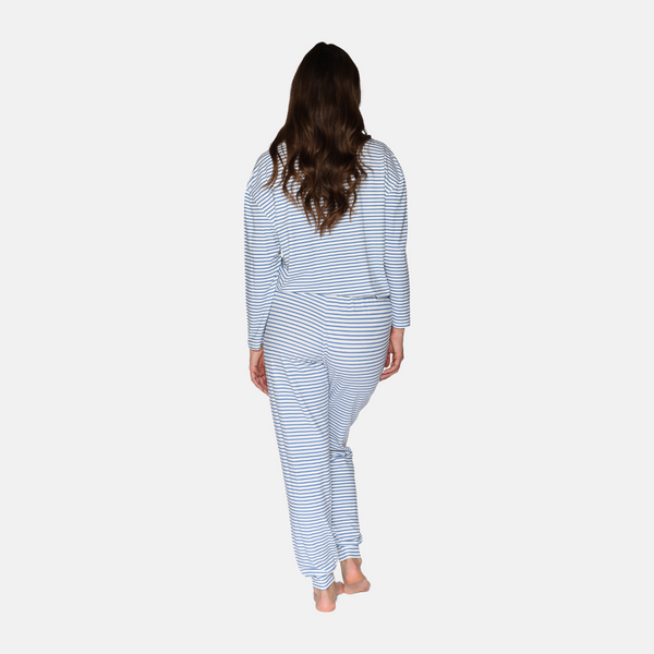Betty bamboo night pants - light blue striped