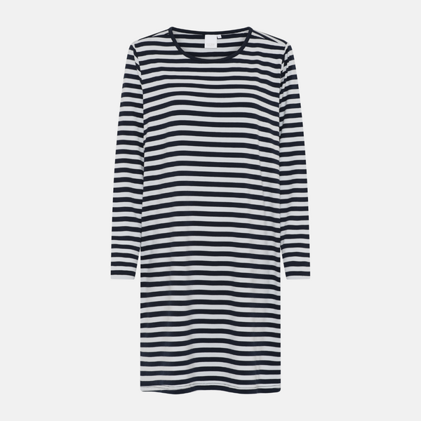 Bea long-sleeved bamboo nightgown - black/white striped