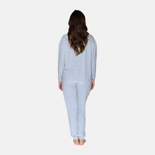 Bamboo lounge set light blue striped