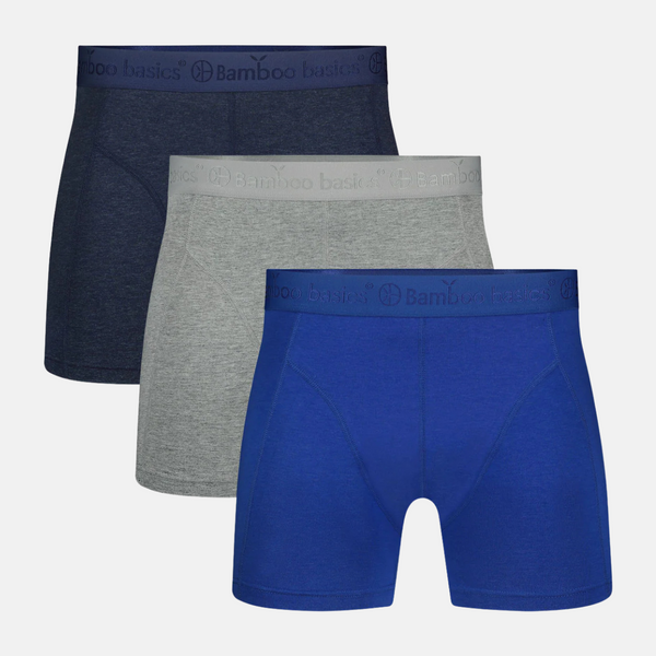Rico bamboo underpants - Grey - melange blue - Blue 3 pack