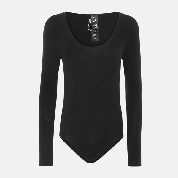 Black bamboo bodystocking with long sleeves