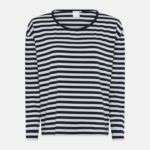 Britt long sleeve bamboo t-shirt - black/white striped