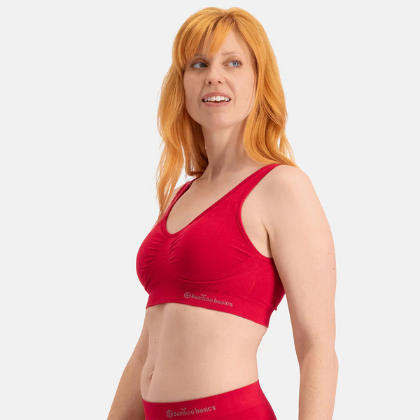 Fleur bamboo padded non-wired bra - red