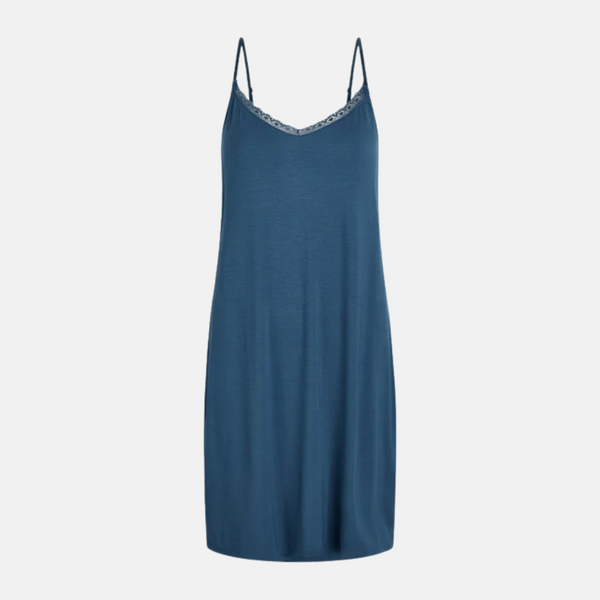 Maia bamboo nightgown with narrow straps - dusty blue