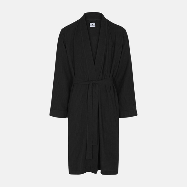 Black waffle bamboo bathrobe