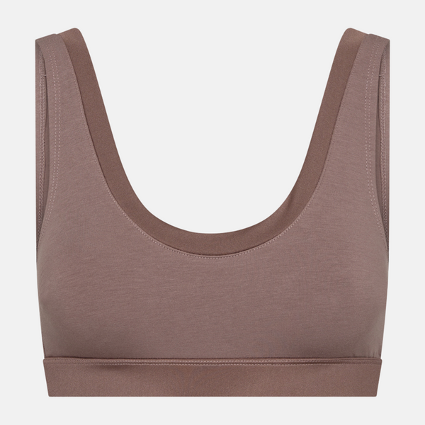 Taupe bamboo bra top with feminine details