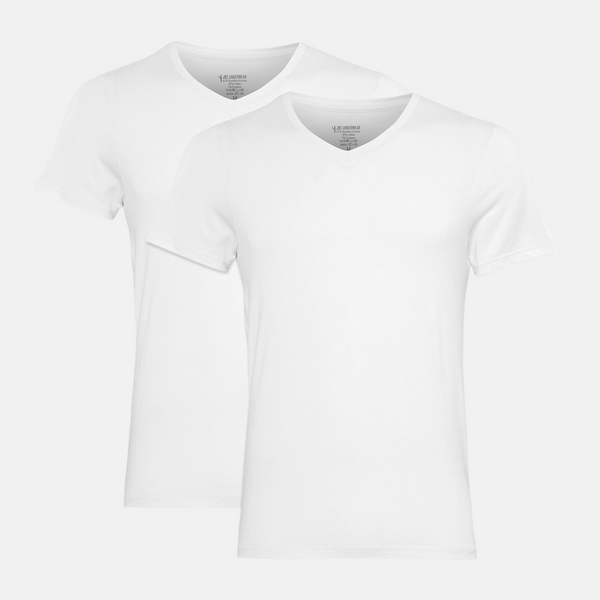 2 white slim fit bamboo v-neck T-shirts