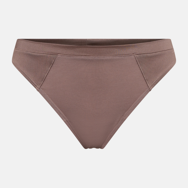 Taupe Bamboo G-string Panties with Feminine Details