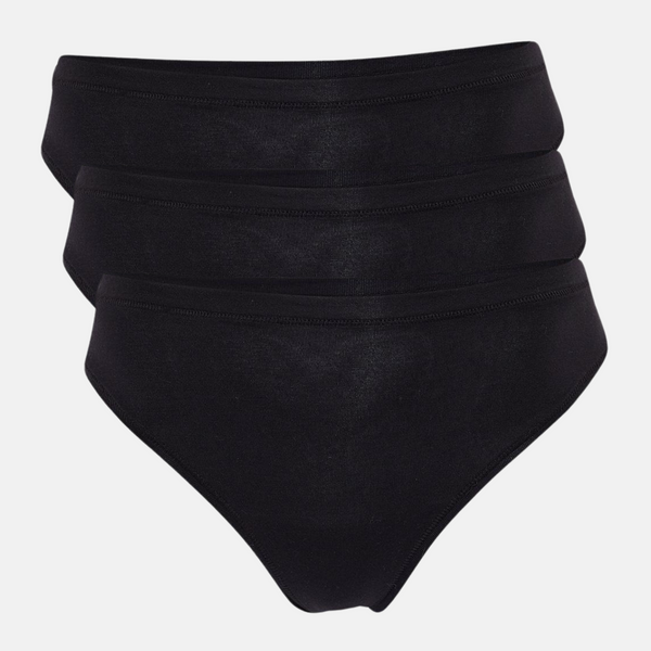 3 pack black bamboo thong panties