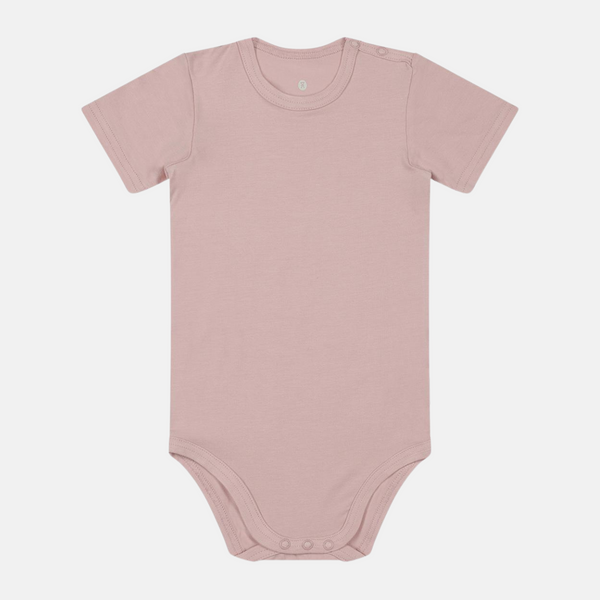 Short-sleeved pink bamboo bodysuit