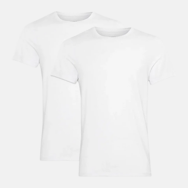 2 white slim fit bamboo crew neck T-shirt