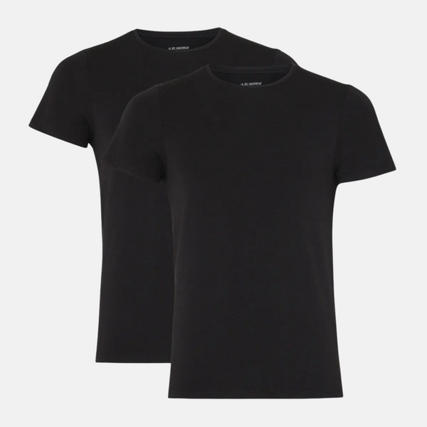 2 black slim fit bamboo crew neck T-shirts