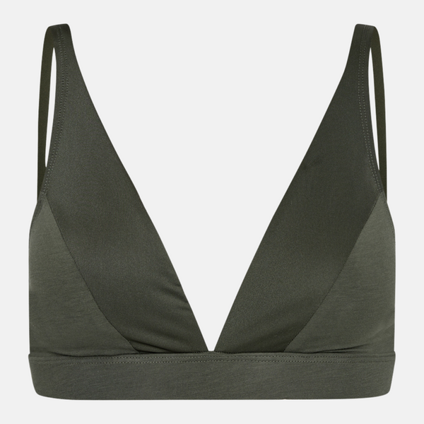 Green bamboo triangle bra with feminine details