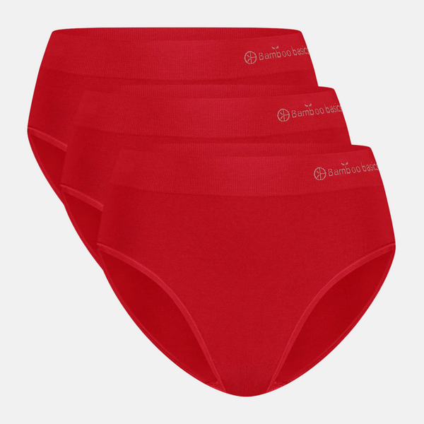 Belle bamboo maxi panties - red 3 pack