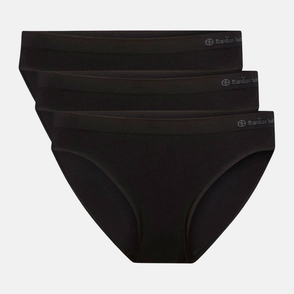 Tess bamboo tai panties with narrow elastic edge - black 3 pack