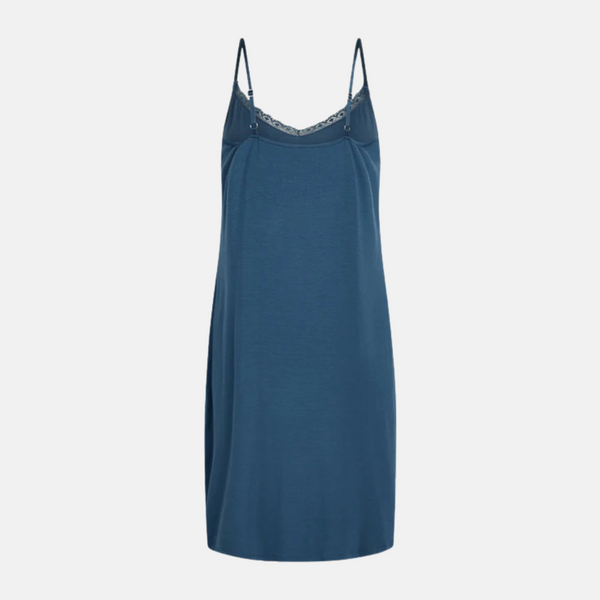 Maia bamboo nightgown with narrow straps - dusty blue