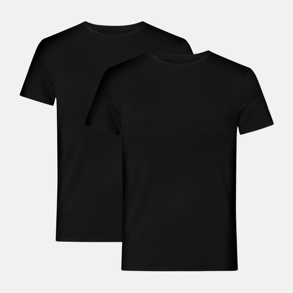 2 black bamboo crew neck slim fit T-shirts