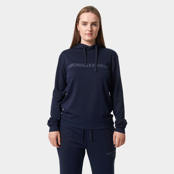 Navy bamboo hoodie with logo
