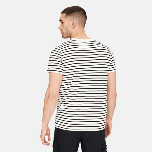 Black/white striped crew neck bamboo t-shirt