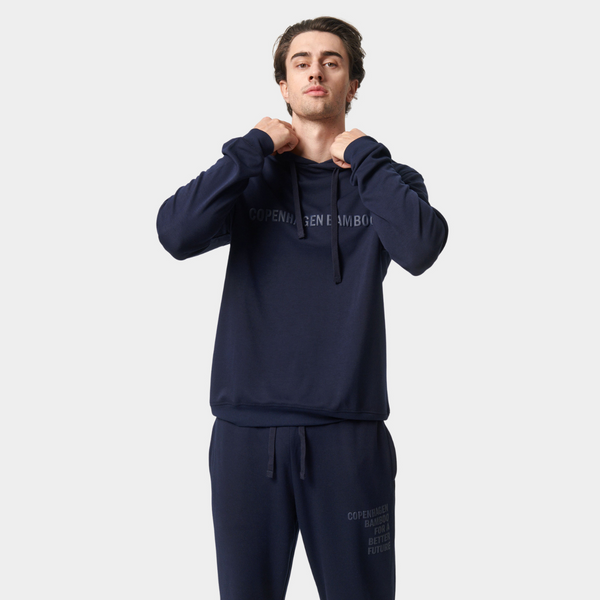 Navy bamboo hoodie with logo