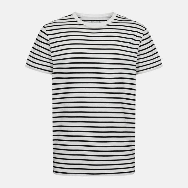 Black/white striped crew neck bamboo t-shirt