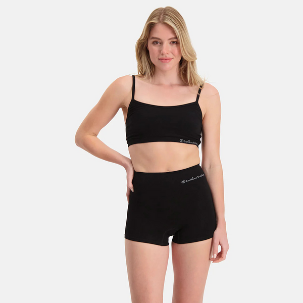 Stella high-waisted, corrective bamboo hotpants - Black 2 pack