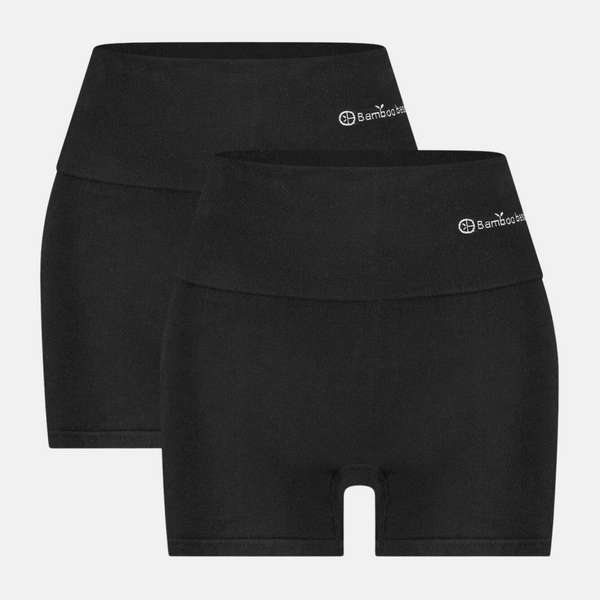 Stella high-waisted, corrective bamboo hotpants - Black 2 pack