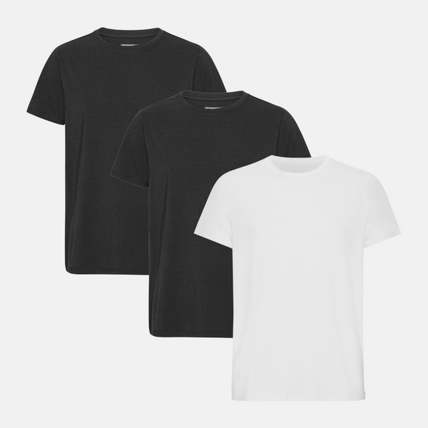 3 pack bamboo T-shirt black/black/white
