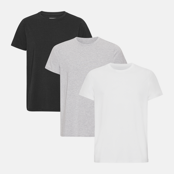 3 pack bamboo T-shirt black/white/light grey