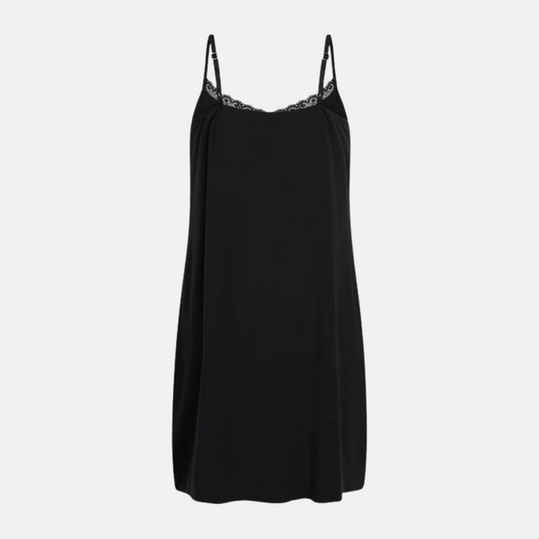 Maia bamboo nightgown with narrow straps - black
