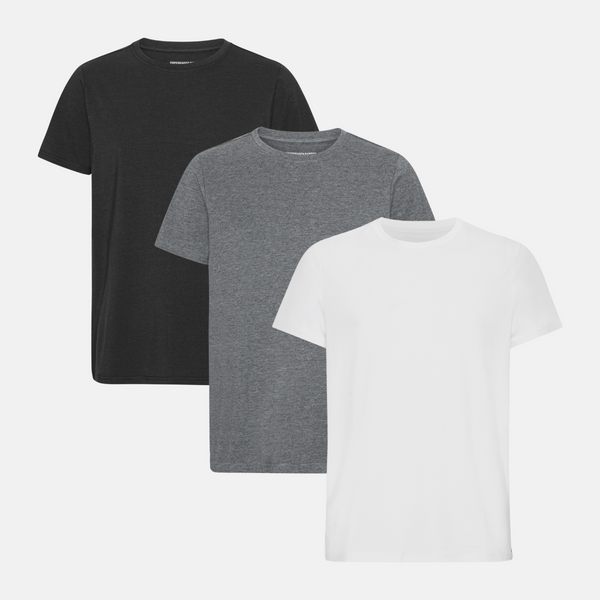 3 pack bamboo T-shirt black/dark grey melange/white