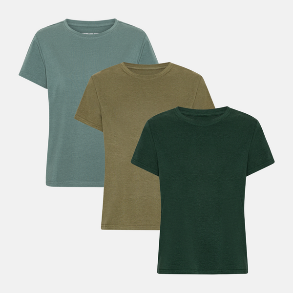 3 pack bamboo T-shirt conditioner green/olive/green