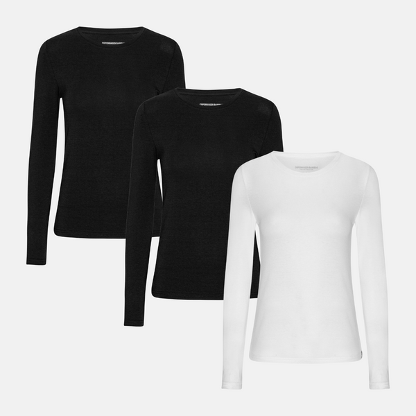 3 pack long sleeve T-shirt black/black/white