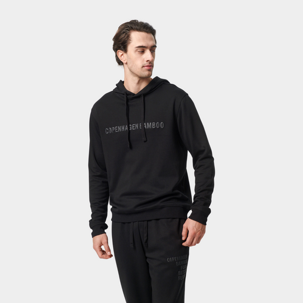 Black bamboo hoodie with logo