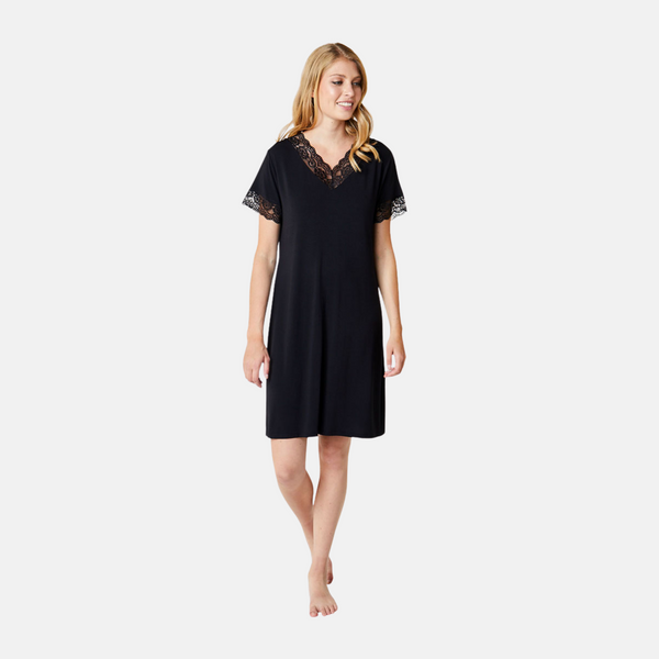 Karita bamboo short-sleeved nightgown - black