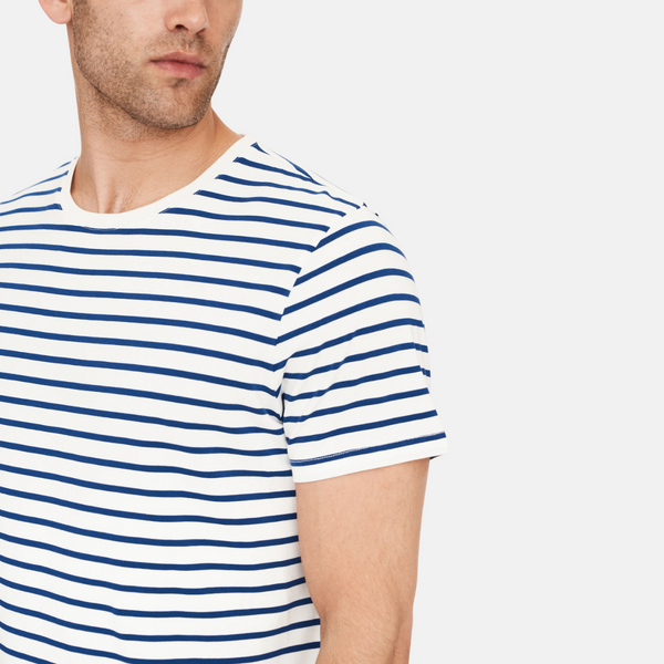 Navy/white striped crew neck bamboo t-shirt