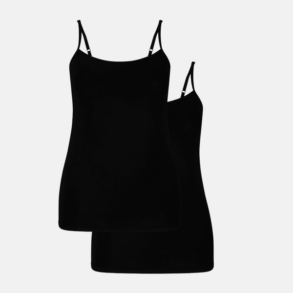 Vera bamboo tank top - black 2 pack