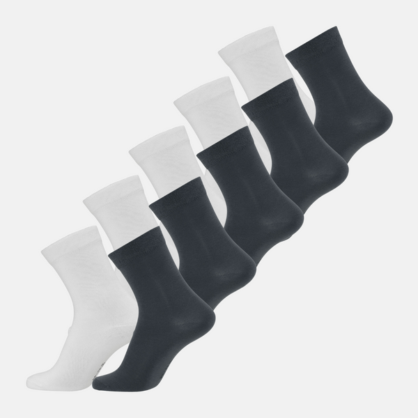 10 pairs of bamboo socks white/dark grey