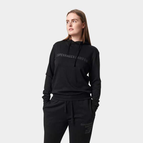 Black bamboo hoodie with logo