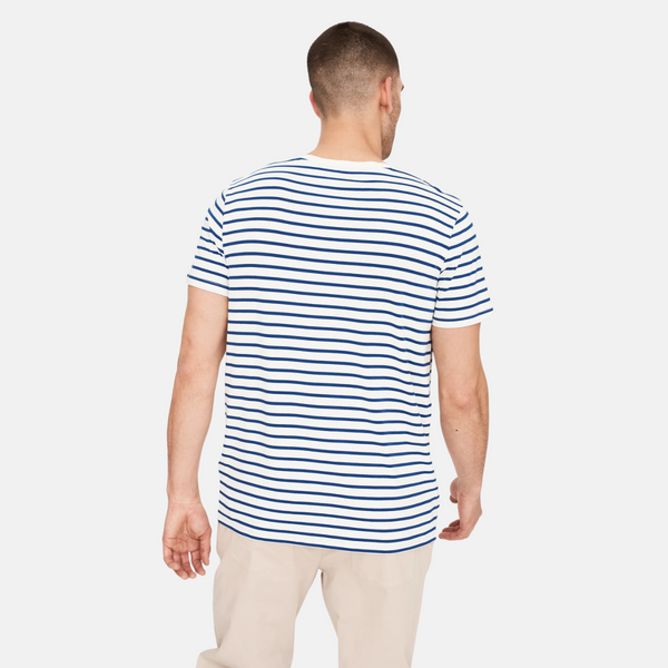 Navy/white striped crew neck bamboo t-shirt