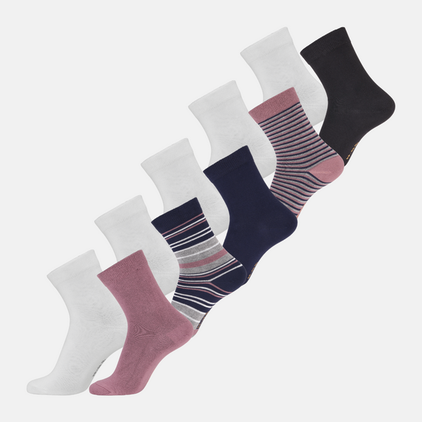 10 pairs of bamboo socks low cut white/mauve mix