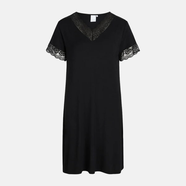 Karita bamboo short-sleeved nightgown - black